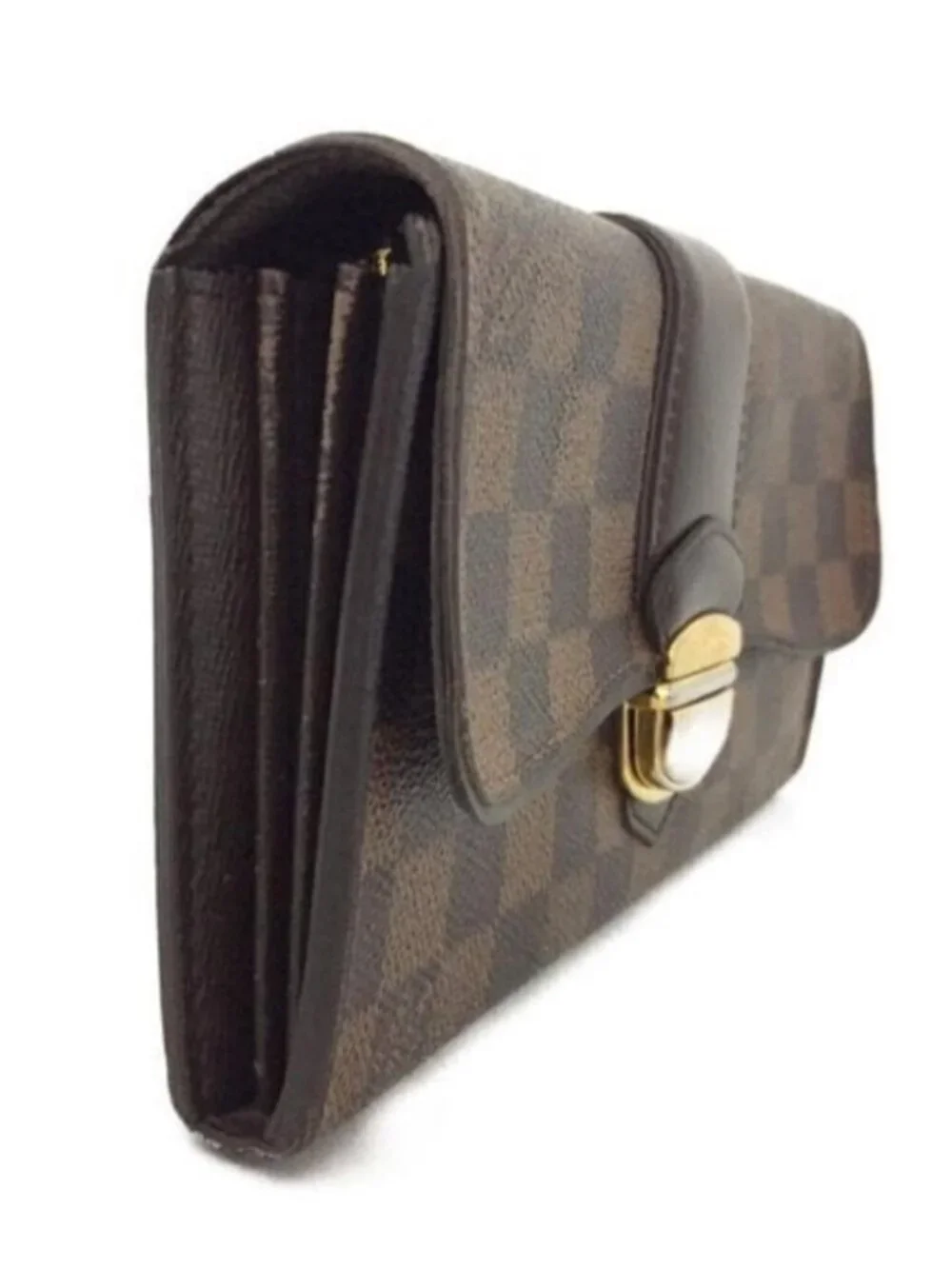 Authentic Louis Vuitton Sistina Bifold Long Wallet Damier Ebene Brown